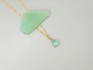 Aqua Green Chalcedony Necklace Gold, silver, rose gold