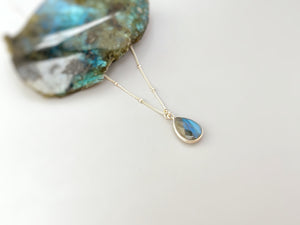 Facetted Labradorite Necklace Sterling Silver, 14k Gold