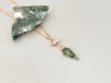 Load image into Gallery viewer, Moss Agate Necklace Rose Gold, Sterling Silver, Gold