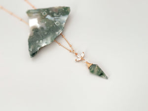 Moss Agate Necklace Rose Gold, Sterling Silver, Gold