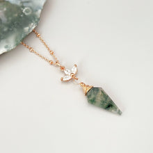 Load image into Gallery viewer, Moss Agate Necklace Rose Gold Crystal Moss Agate Jewelry for Women