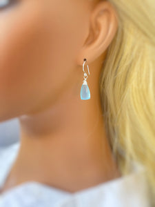Blue Chalcedony earrings dangle Sterling Silver, 14k Gold fill Rose Gold