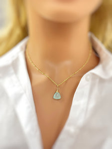 Aqua Green Chalcedony Necklace Gold, silver, rose gold
